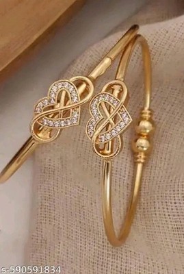 Indian Adjustable Golden Bridal Bangles Set 2 Pcs Women Wedding Jewelry