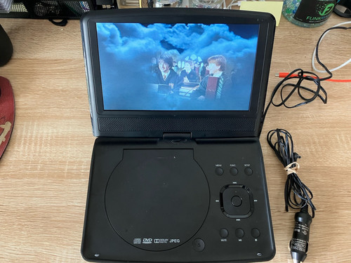 Insignia Black Rotating Display Portable DVD Player With Car & Wall Chargers