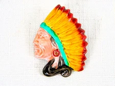 Vintage Indian Chief Head Brooch Pin