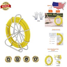 Professional 656ft Fiberglass Fish Tape - Flexible, Rust-Resistant Steel Frame