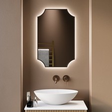 Traditional Bronze Backlit Heated Bathroom Mirror with Lights 500 x 75 ZEUSBR500