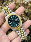 Seiko 5  Automatic 6309movement Teal Dial, Two-Tone Gold & Steel, Day-Date.
