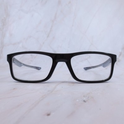 Oakley Plank 2.0 Polished Black Rectangular Eyeglass Frames OX8081-0249 Mens