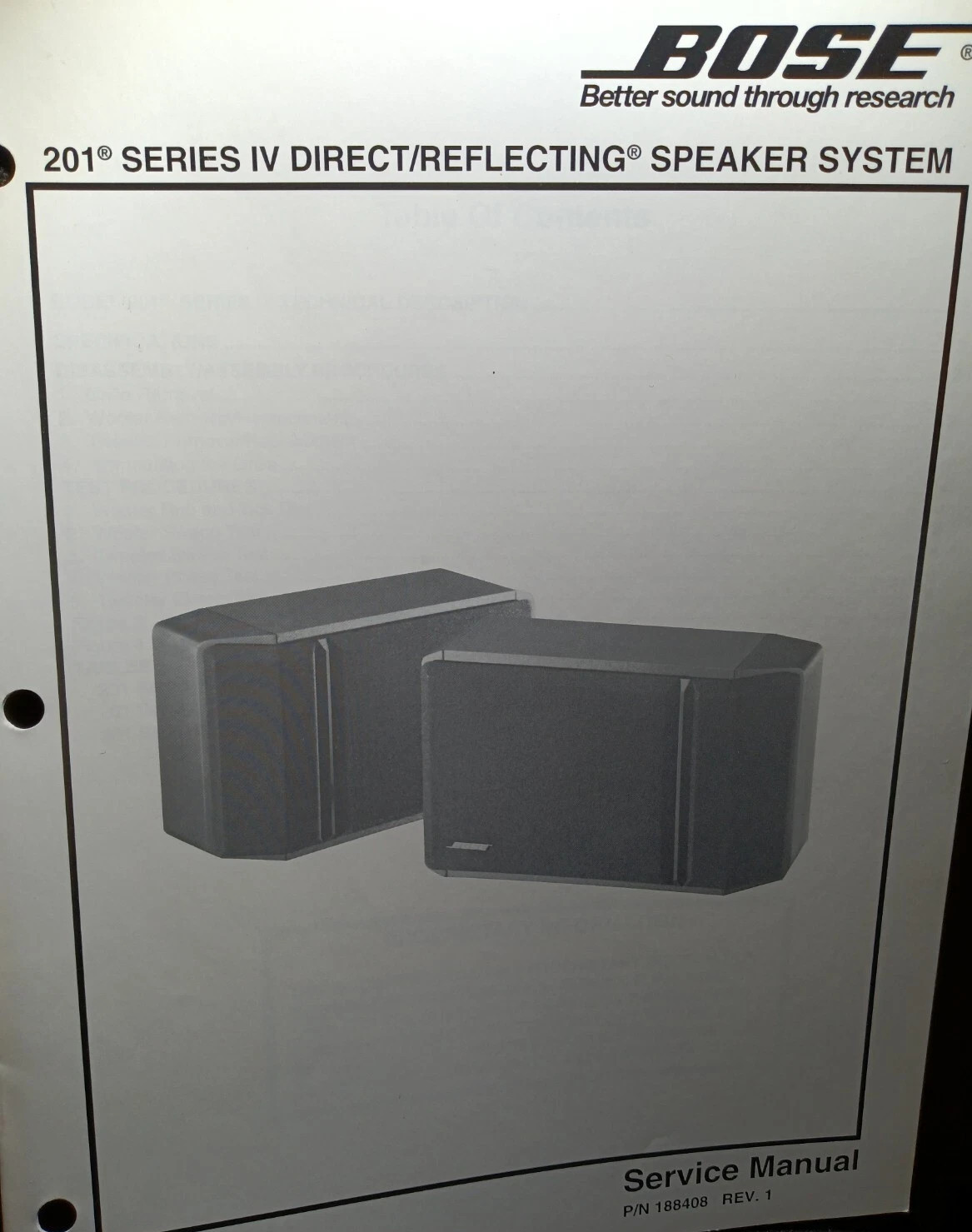 BOSE 201 Series IV Speakers Service Manual Original