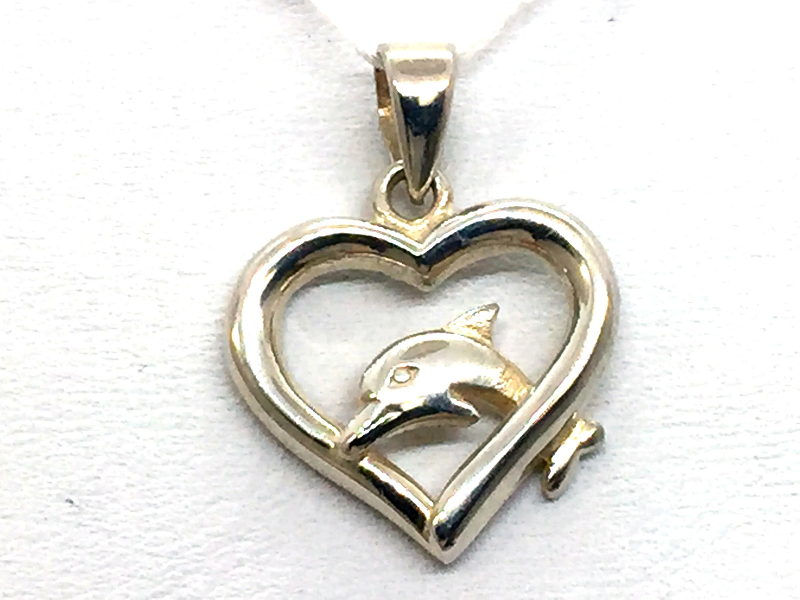 Solid Sterling Silver Dolphin Heart Charm Pendant - image 7