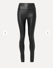 SPANX Faux Leather Leggings Women Size S Black Stretch Shape Comfy