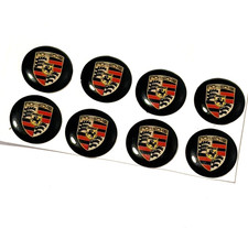 8x Epoxy Emblem Sticker Replacement For Porsche 14mm