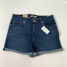Levi's Women's Shorts 12 Mid Length Blue Jean Denim Cuffed Shorts 12 W31