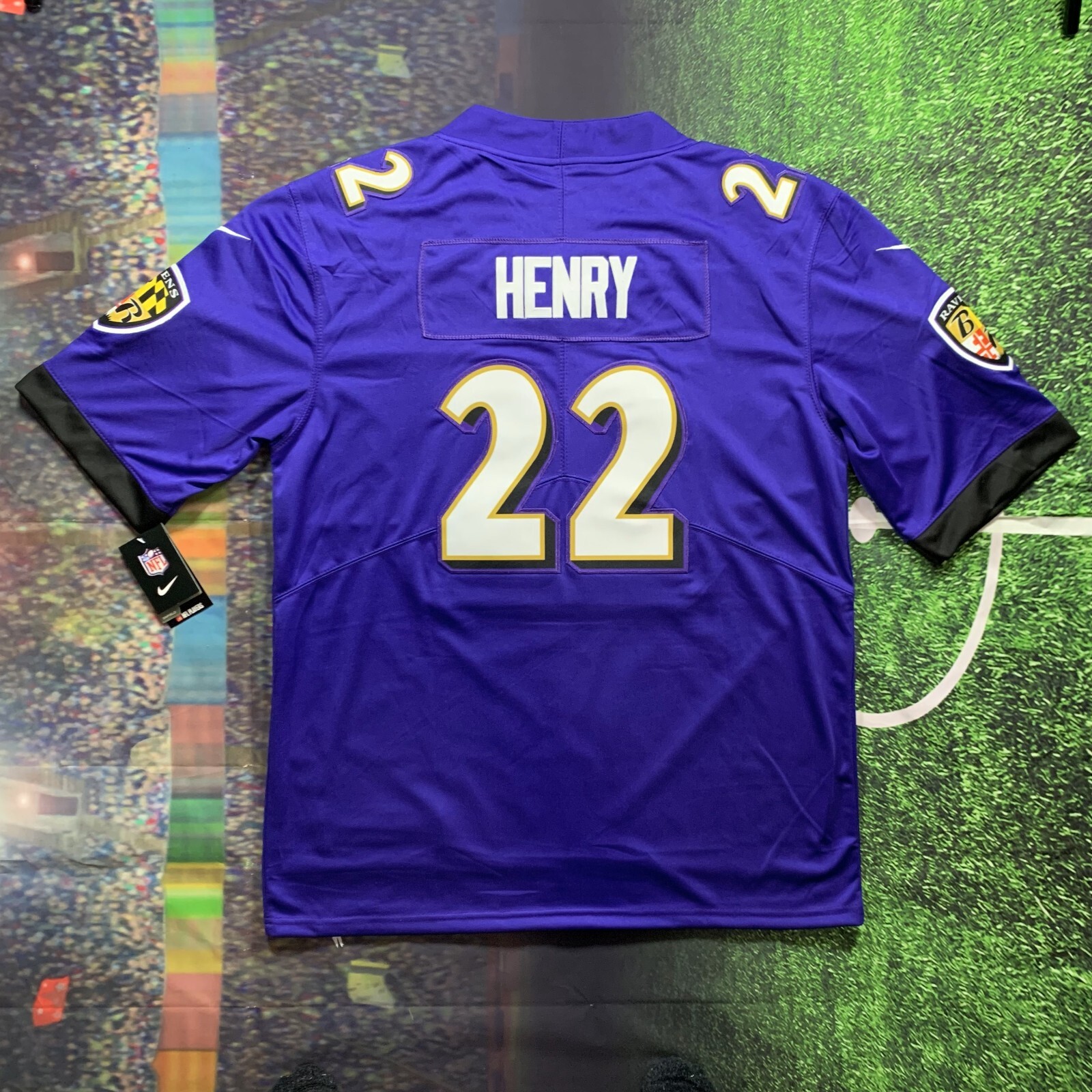Baltimore Ravens #22 Derrick Henry Blue Stitched Football Jersey Mens Large