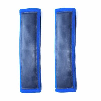 2 x Gurtpolster blau Gurtschoner für Gurte sehr weich, sportliche Carbon-Optik