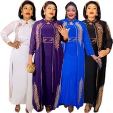 Nigerian Party Robe African Luxury Kaftan Women's Rhinestone Long Dress Dashiki