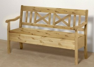 Massivholz Sitzbank 148cm Kiefer Gelaugt Geolt Kuchen Bank Mit Lehne Truhenbank Ebay
