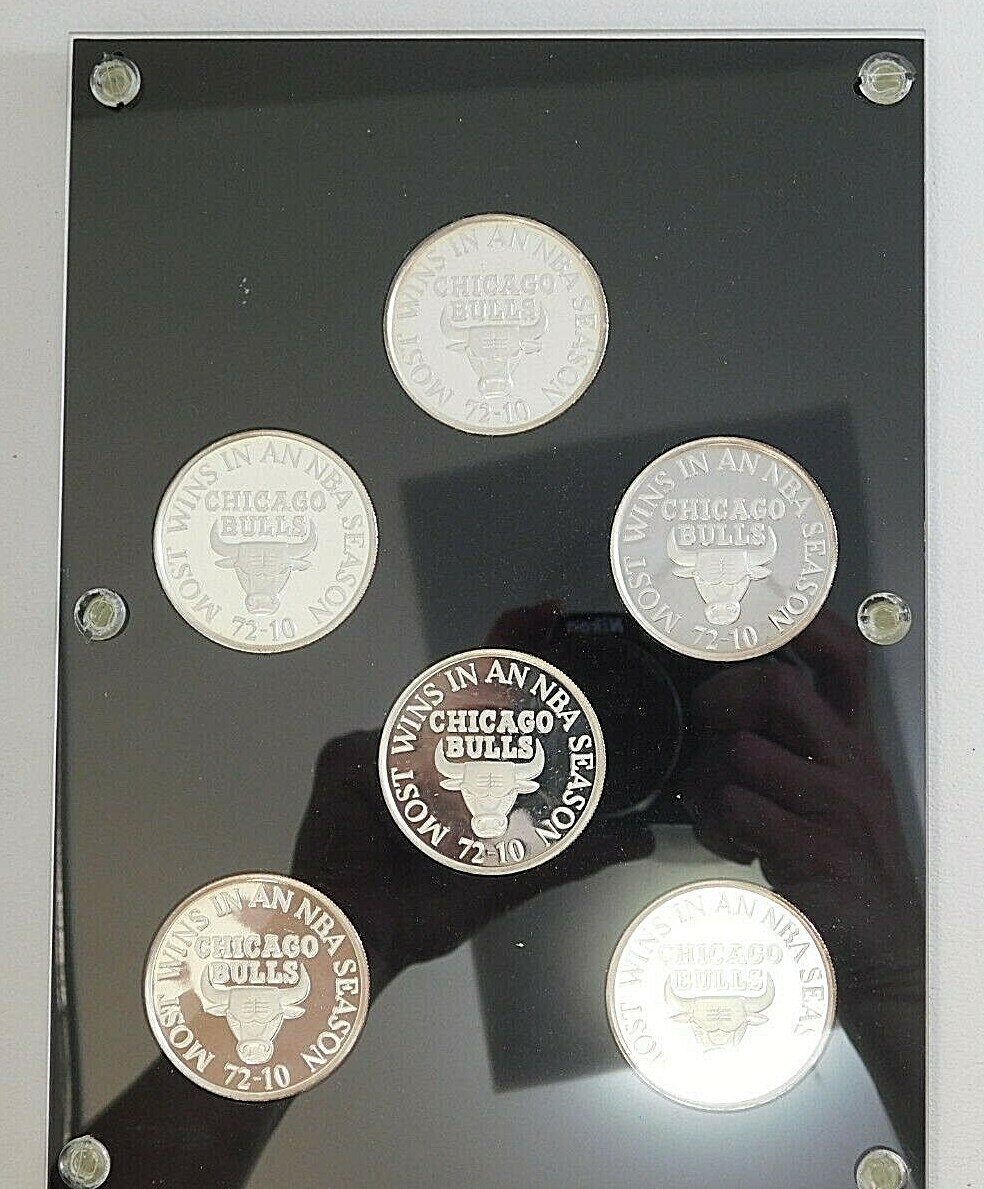 1995-96 Chicago Bulls Team Set Silver 6 Coins .999 Silver - JK0068