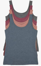 NEW Felina Women's 4 Pack Reversible Seamless Cotton Tank Tops Size Medium