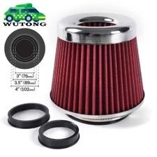 RED High Flow Performance Cold Air Intake Air Filter 3", 3.5", 4" Inch, 5" Tall