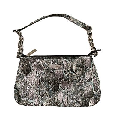 Sofia Vergara Handbag Snake print faux leather blue black grey silver
