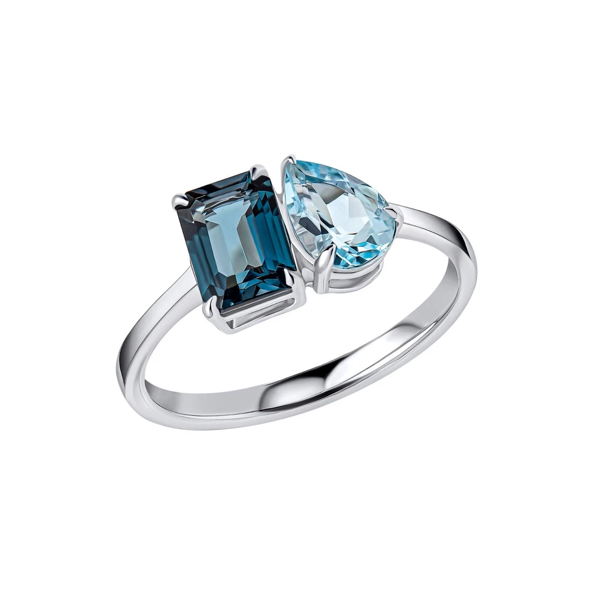 Ivy Gems Orecchini A Perno In Oro Bianco 9kt Con Topazio Blu Ovale, 1.42 Ct - Con Scatola Regalo