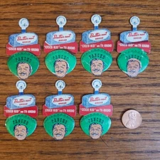 Lot of 7x 1950 Cisco Kid  Butter Nut Bread Pancho green hat tin tab badge/target