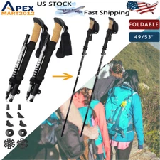 2xCollapsible Trekking Poles Folding Alpenstock Anti-shock Hiking Walking Sticks