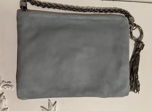 New JIMMY CHOO Blue Suede Callie Clutch Bag $995 - Picture 6 of 14