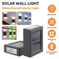 Outdoor Solar 2-LED Deck Lights Path Garden Patio Pathway Stairs Step Fence Lamp