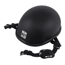 Original Flat Matte Black Motorcycle DOT Half Helmet Beanie Adult Size M L XL