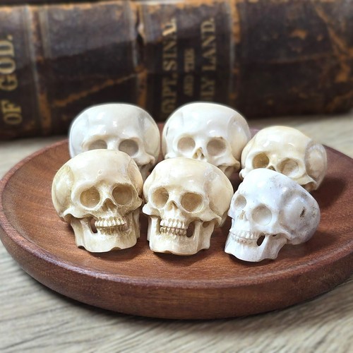 Carved Buffalo Horn Large Skull Ring Size 9.5 10.5 11 11.5 12 13 Unique Fun