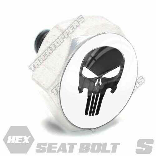 Polished Hex Billet Aluminum Seat To Fender Bolt for Harley Black Punish Skull - Photo 1 sur 2