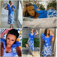 ZARA BLUE PRINTED POPLIN DRESS SIZE XS BNWT ZARA 2298/646