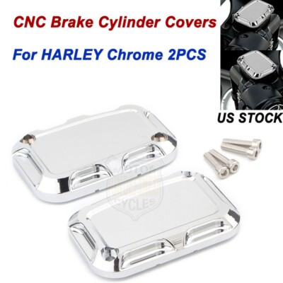2X Chrome Front Brake Clutch Master Cylinder Cover For Harley Road Electra Glide