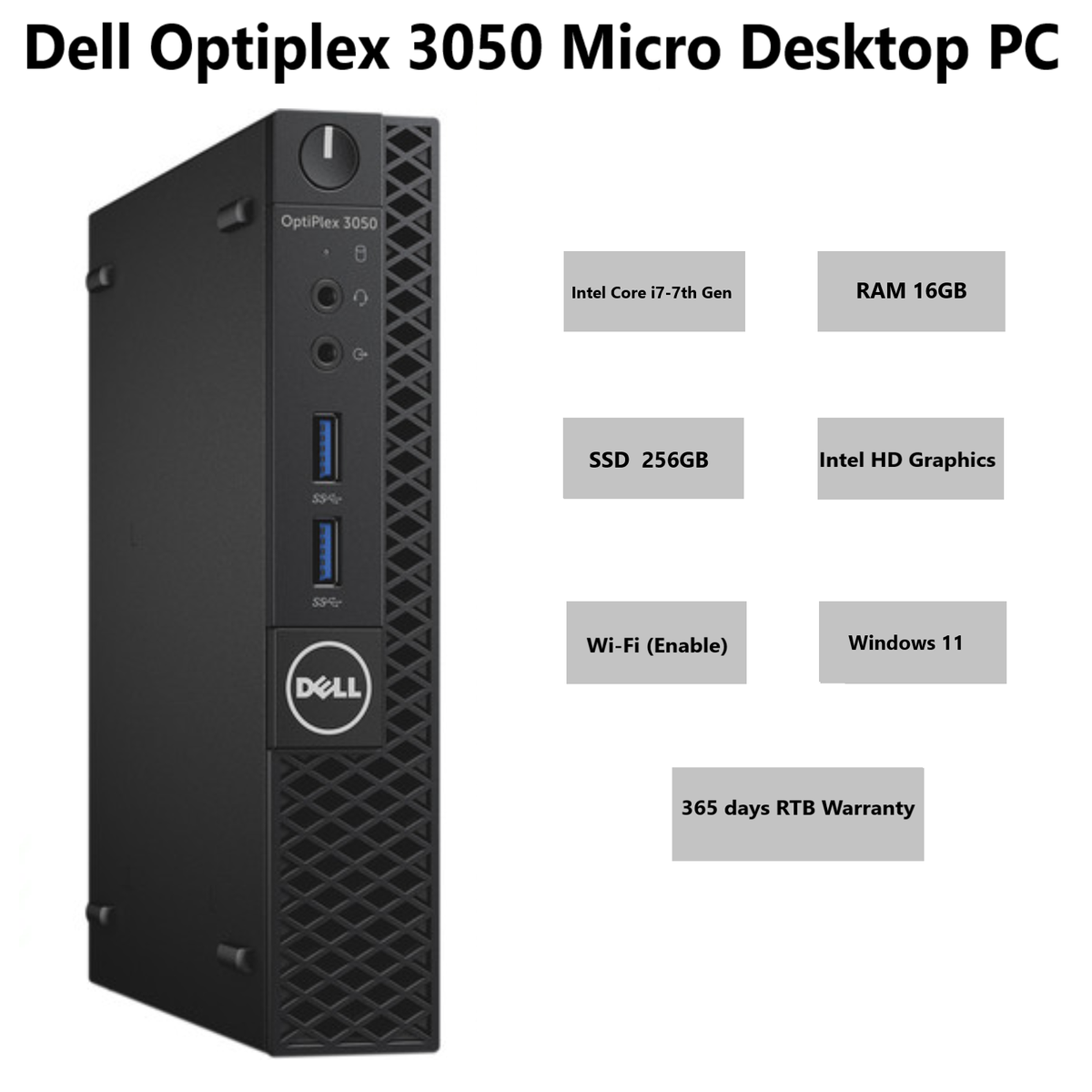 Dell Optiplex 3050 Mini PC Core i7-7th Gen 16GB RAM 256GB M.2