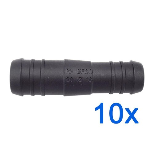 1 raccordo connettore tubo, dritto, riduttore 16 - 12 mm, in plastica, per tubo dell'aria
