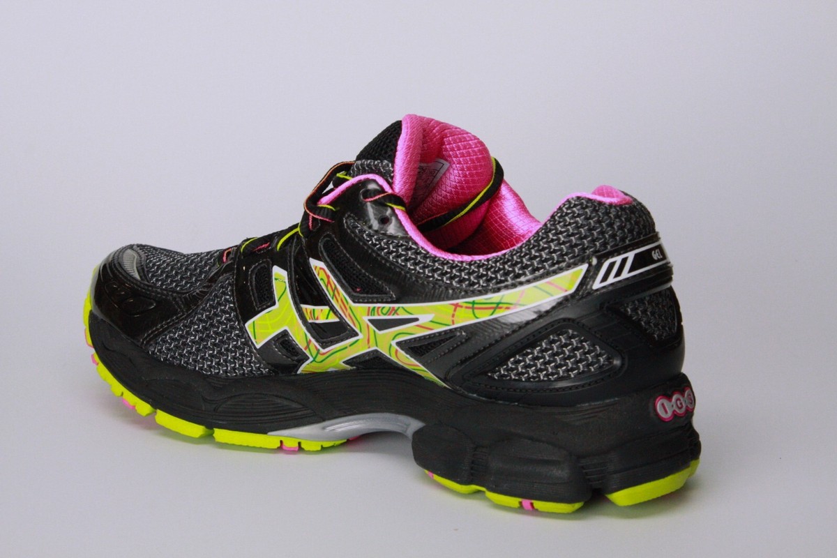 Super Rare Asics Gel Nimbus 14 Women Black /Green / Pink Running