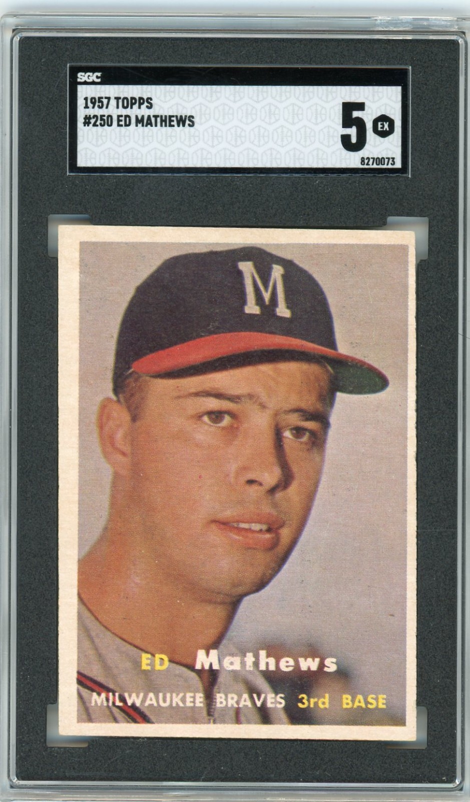 1957 Topps #250 Ed Mathews Milwaukee Braves HOF SGC 5