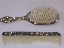Vintage Hand Brush and Comb Vanity Set Silver Plated NEW NO BOX
