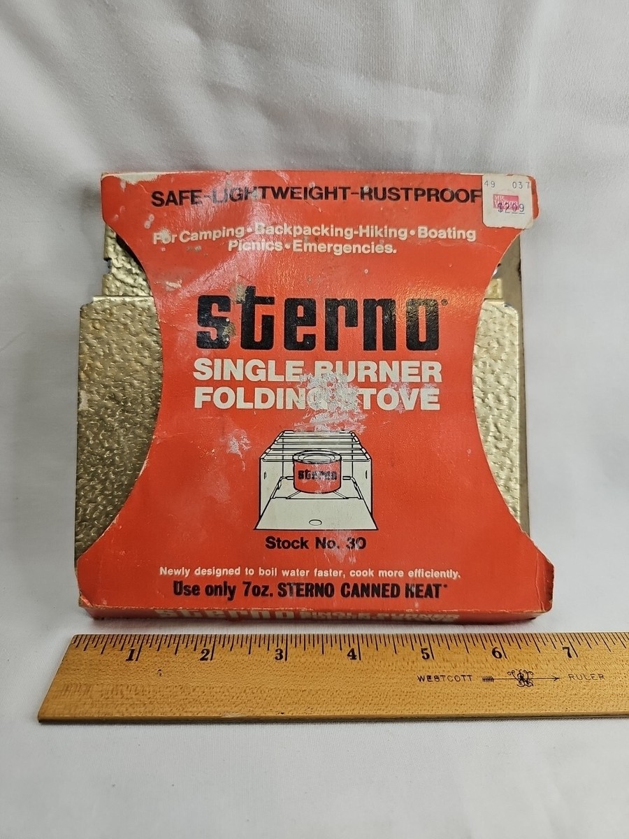 NOS Vintage Sterno Folding Cook Stove 30 Camping, Picnic, Emergency 7oz  heat