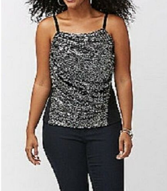 Lane Bryant Black & Silver Draped Sequin Embellished Bustier Tank Top Plus 18 2X | eBay