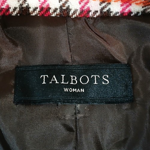 VTG Talbots Women Houndstooth Single Button Elbow Patch Wool Blend Blazer Jacket - Picture 12 of 16