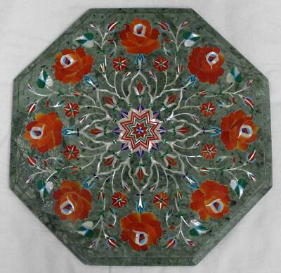 12'' Green Marble Table Top Center Coffee corner Inlay Malachite Room Decor k3