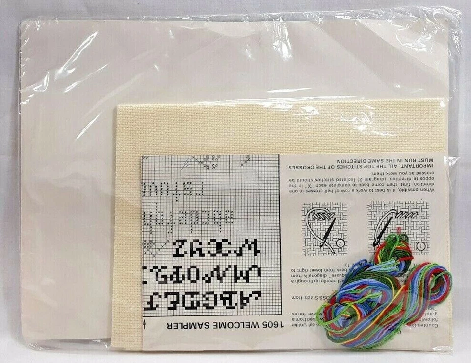 NUEVO 1979 Creative Circle Welcome Sampler 1605 Kit de punto de cruz contado 8x10 8045 Foto 3 de 3