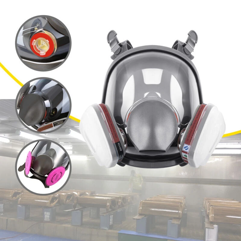 Máscara antigás respirador seguridad pulverización pintura facial completa 17 en 1 6800 Foto 3 de 4