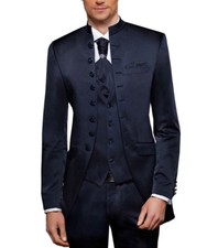 Hochzeitsanzug Gehrock + Hochzeitweste + Plastron 66 Blau