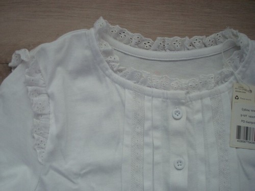 NWT Mini Boden Girls Size 9-10 White Lace Crew Neck T-Shirts Blouse Long Sleeve - Picture 4 of 10