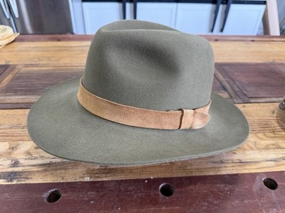 Bailey Jackson Fur Felt Outdoorsman/Western Fedora In Olive Green Size 7 1/2