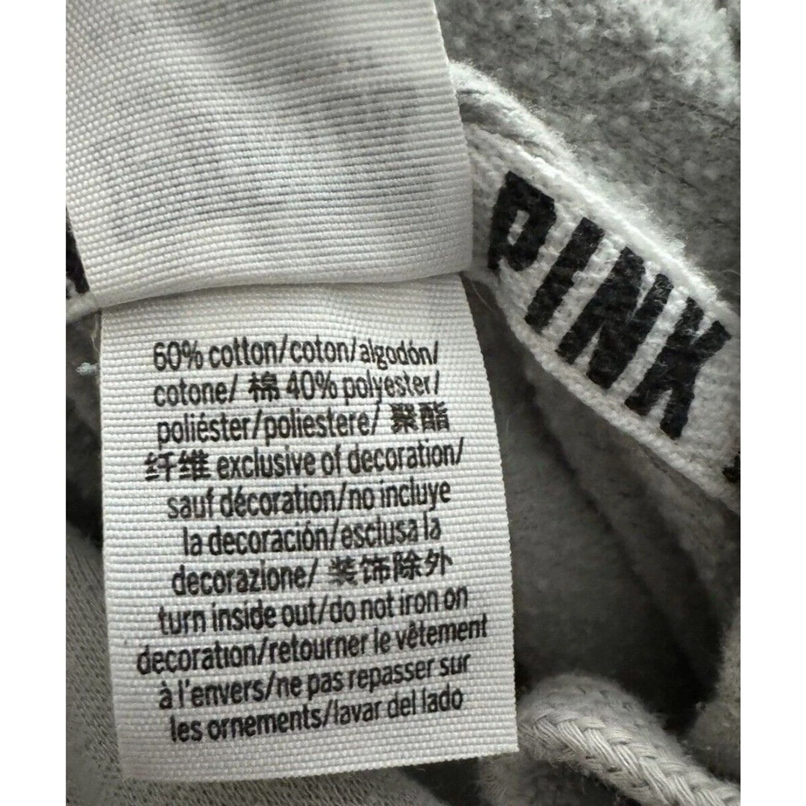 UNDERCOVER victoria secret love rosa felpa con cappuccio cropped piccola donna grigio cotone misto poli usata in ottime condizioni