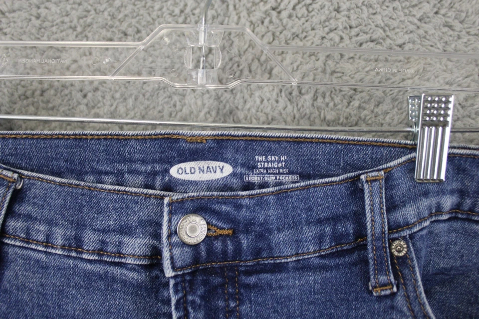 Old Navy The Sky-Hi Blue Jeans Extra High Rise Straight Leg Womens 18 Stretch - Image 4 of 4