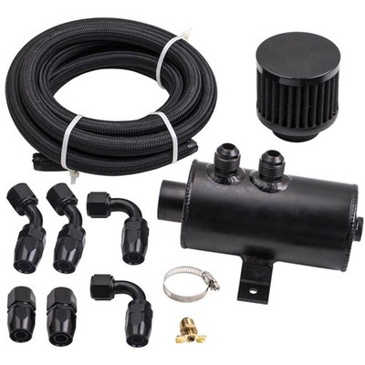 750ml Ölauffangbehälter oil catch can mit Luftfilter 10AN Kraftstoffschlauch 1pc