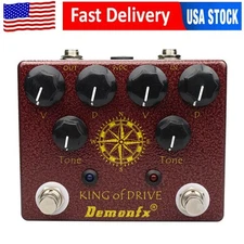 Demonfx King Overdrive Guitar Effect Pedal Boost Distortion Drive 4 DIP Switch