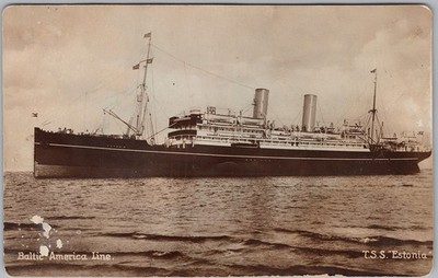TSS 'Estonia' Baltic America Line Ocean Liner Ship RPPC Postcard H86 as is
