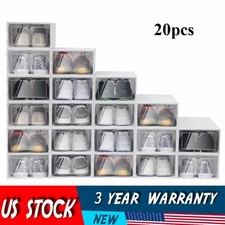20pcs Stackable Shoe Storage Box Durable Plastic Sneaker Display Case Organizer